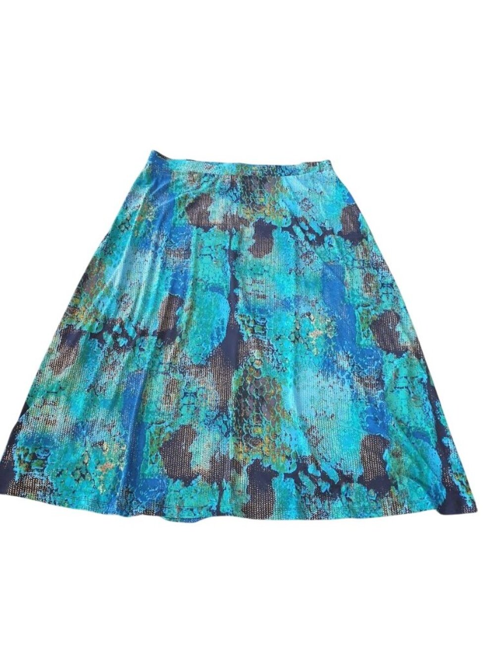 Jones Studio Turquoise Multicolor Snake Print A Line Maxi Skirt Womens Stretch